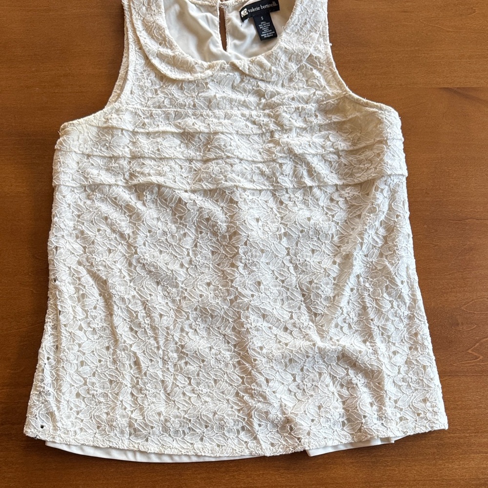 Valerie Bertinelli White Lace Tank Top